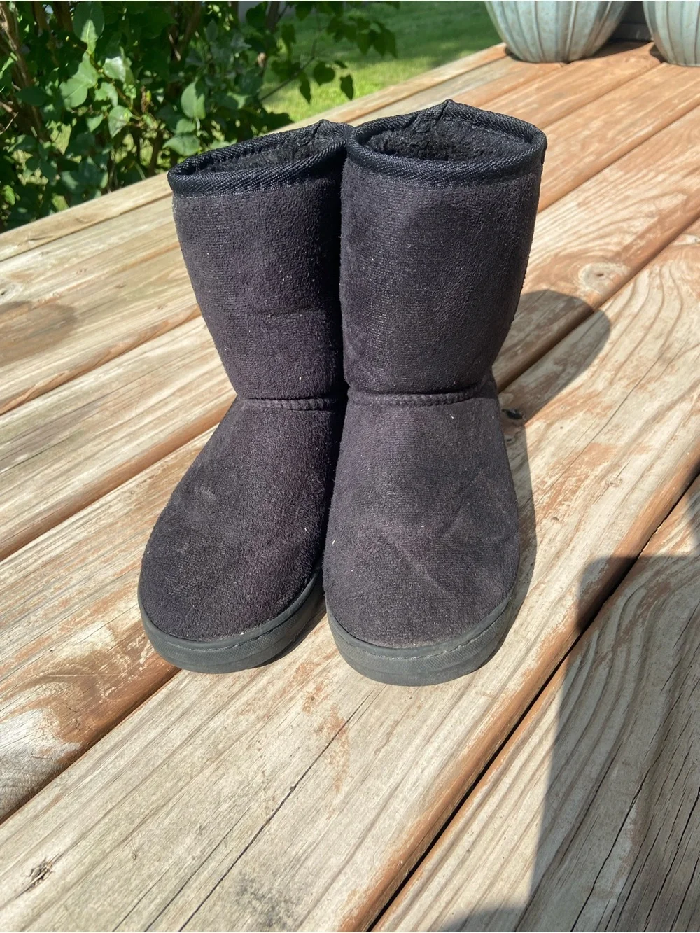 bebe Black Suede Short Winter Boots